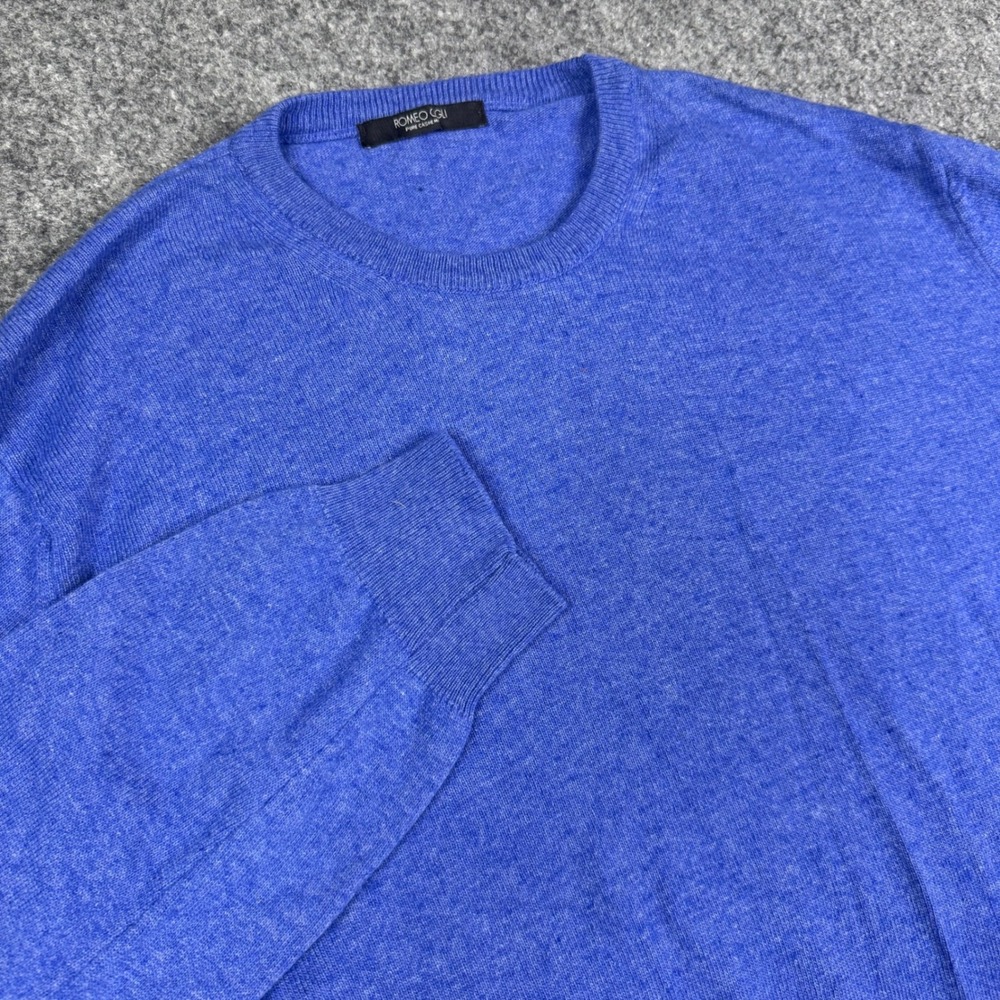 Romeo Gigli Sweater Mens XL Blue Cashmere Wool Blend Crewneck Designer Italy